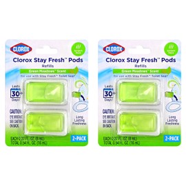 Clorox Stay Fresh Pods - Green Meadows Air Freshener and Odor Eliminator for Stay Fresh Toilet Seat, Green, 4-Piece