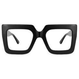 Zeelool Readers Thick Oversized Square Reading Eyeglasses for Women with Standard Anti-Reflective Coating Brandon VFP0306 (Black, 2.25)