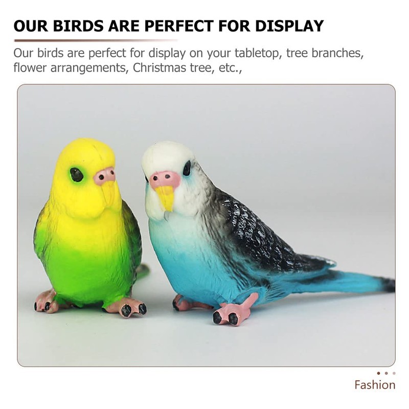 LOGOFUN 2pcs Simulation Birds Figrines Plastic Parakeets Statue Model Wildlife