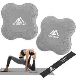 flintronic Yoga Knee Pad, 2 Pack Non-slip Yoga Mat, Yoga Support Pad, Sports Balance Pad, Comfortable Lightweight Support for Knees, Hands, Wrists, and Elbows- 20x20cm, with Black Resistance Band