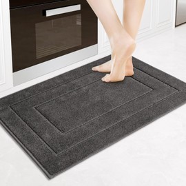 PURRUGS Machine Washable Kitchen Rug 24" x 36", Non-Slip/Skid Kitchen Runner Rugs & Floor Mats, Super Absorbent Soft Standing Mats for Kitchen, Sink & Laundry, Grey