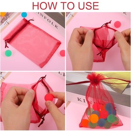 Yorgewd Pack of 100 Organza Bags, 10 x 15 cm, Gift Bags, Organza Bags, Packaging Bags for Wedding, Baby Shower, Christmas, Birthday Party (Colourful)