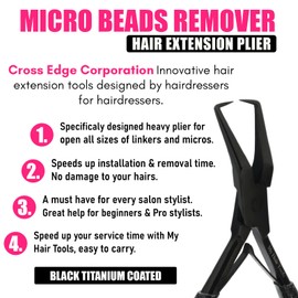 Cross Edge Corporation Hair Extension Tools Kit Microlink Bead & Tape in Hair Extension Remover Plier & Beads Crimping Pliers for Human Hair Extensions Stainless Steel Comfortable Handles (Silver)