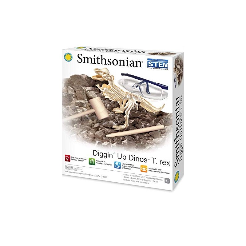 Smithsonian Diggin' Up Dinosaurs T-Rex Plastic Skeleton Set Educational,Fun,Science,Archeological Playset