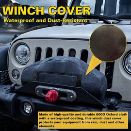 BLIRITEL Winch Cover, Heavy Duty UV-resistant Winch Protective Cover, Weather Resistant Dustproof Cover for Electric Winches up to 12000 Lbs, Winch Accessories Indoor/Outdoor Use