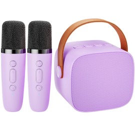 IROO Mini Karaoke Machine for Kids, Portable Bluetooth Speaker with 2 Wireless Microphones for Kids and Adults, Gifts for Girls and Boys Age 4-12 Year Old Birthday Party Home (Purple)