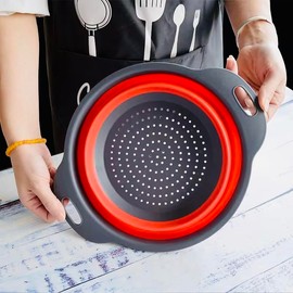 R4Retails Collapsible Kitchen Colander Set, 4 Qt and 2 Qt Strainers, Green/Blue/Purple, Set of 3