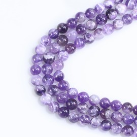 6mm Natural Amethyst Gemstone Round Loose Beads for Jewelry Making Chakra Crystal Stone Beads for Bracelets Necklace Earrings Making Supplies (60-62pcs/Strand)