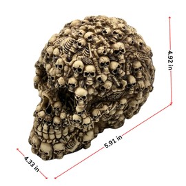 Skull Head Statue Figurine/Ossuary Ghost Sculpture - Life-Size Human Skull's Dark Lost Souls | Whispering Calavera for Skeleton Graveyard of Craniums Decor Outdoors and Indoors