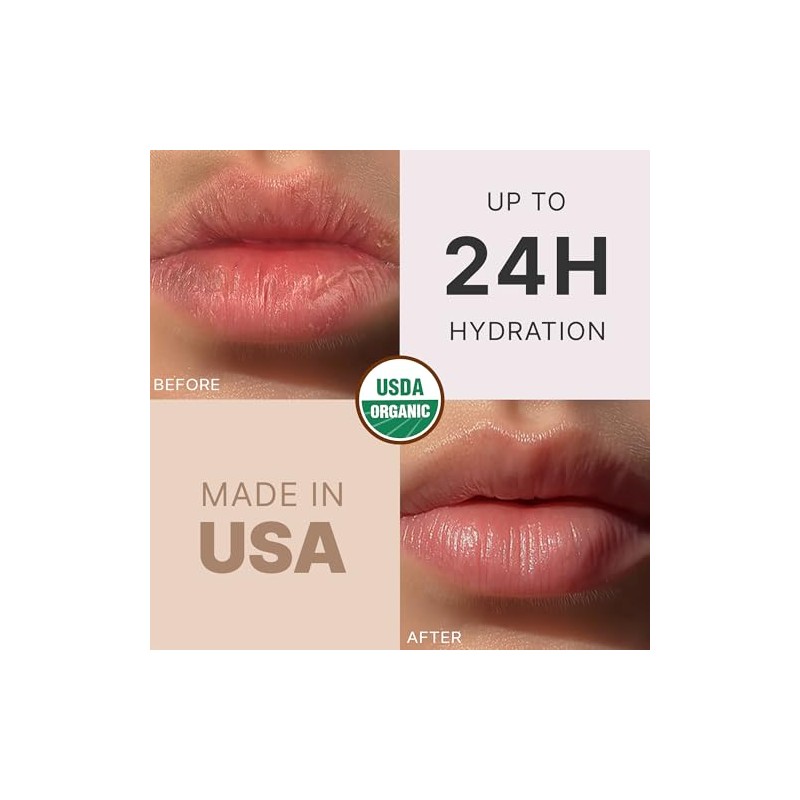 Lip Balm Organic (Original Unflavored) 4 Tube Pack Pure and