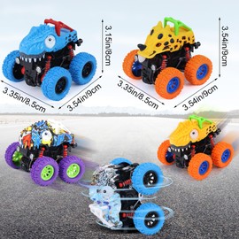 DERTE 12 Pack Dinosaur Trucks Toys for Kids 3-5 Friction Powered Dino Vehicles Toys Push and Go Car Playset Birthday Christmas Party Inertia Dinosaur Train Gifts Outdoor Toys for Toddlers Boys Girls
