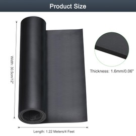 sourcing map Neoprene Rubber Sheet, 4 Feet 12 Inch x 0.06 Inch Solid Rubber Rolls Neoprene Solid Rubber Strips for DIY Gasket, Warehouse, Pads, Seals, Crafts, Flooring, Supports