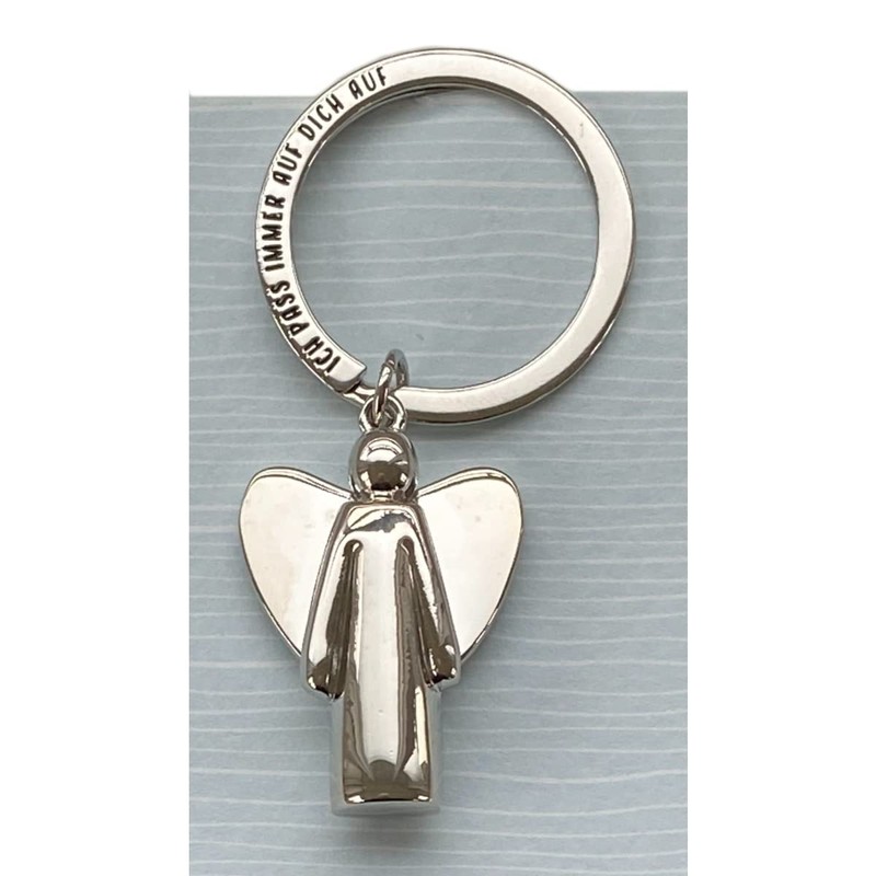 Butzon & Bercker Angel Keyring with Engraving "Ich Pass Immer