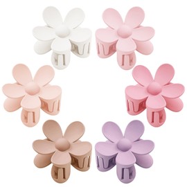 Flower Hair Clips 6 PCS for Women, Daisy Claw Clips Matte Large Claw Clips Strong Hold Jaw Clamps Hair Accessories for Thick Hair 6 Colors