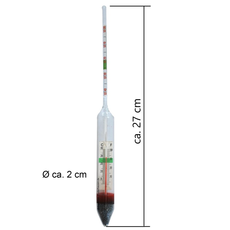 AQUARIUM PLÜDERHAUSEN Hydrometer with Thermometer for Measuring Salt Density in