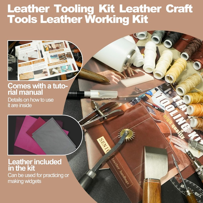 EDIETH Professional Leather Craft Tools Kit Leather Working & Tooling