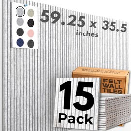 WALLHERO Office Cork Board, 59"x36" | 15 Pack | Felt Tiles for Wall, Tac Board, Large Felt Board, Wall Protector for Dart Board, (Gray Marble Slats)