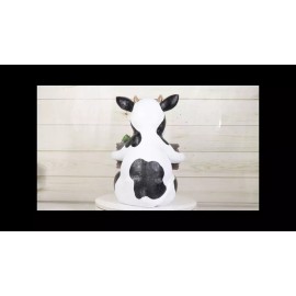 Ebros Gift Sunflower Country Side Whimsical Holstein Cow With Welcome Sign Statue 13"Tall