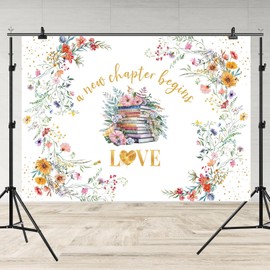 Wildflower Bridal Shower Backdrop, A New Chapter Begins Banner 7x5ft