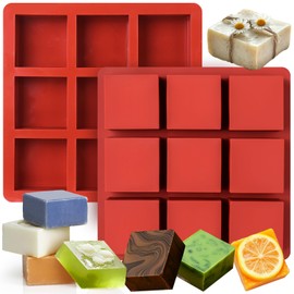 Palksky Silicone Soap Molds Square Mold, Handmade Fall Soap Molds for Soap Making, Silicone Molds for Bath Bombs,Thick,2-9Cavities