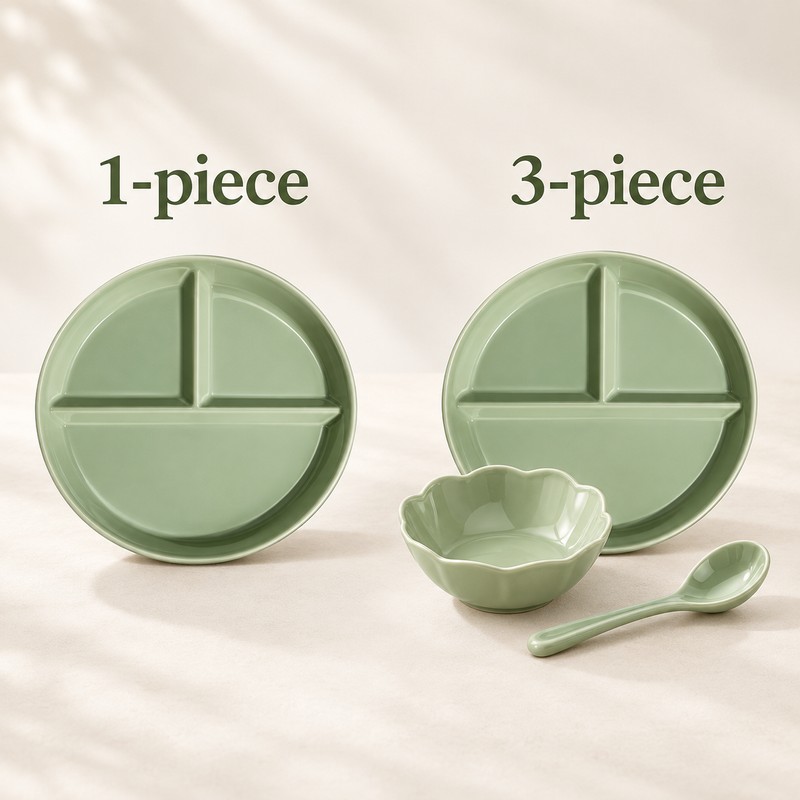 Ceramic Divided Plate Set for Everyday Meals – 3-Section Serving