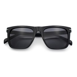SA106 Oversized Large Horn Rim Dimensional Thick Plastic Rectangle Sunglasses All Black