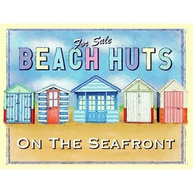 Beach Huts RETRO METAL TIN WALL PLAQUE SIGN NOVELTY GIFT Home bar kitchen shed man cave (150MM X 200MM 8" x 6")