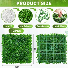 PLMMOUT 10 PCS Grass Wall,10"x10" Faux Hedge Grass Panels,Greenery Wall Grass Wall Panels,Artificial Boxwood Panels,Grass Wall Backdrop Panels for Outdoor Indoor Garden Yard Fence Backyard Wall Decor