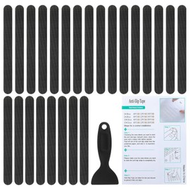 PATIKIL Badewanne Anti-Rutsch Aufkleber 20x2 cm, 24er Pack Sicherheits Dusche Grund Anti-Rutsch Aufkleber mit Klebepunkten Schaber für Badewanne Dusche Grund Treppe, Schwarz