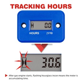 RileyFine Small Engine Hour Meter Inductive Hour Meter for Lawn Mower Chainsaw Dirt Bike Motorcycle Marine Boat Compressor Outboard Motor Snowblower ATV Pressure Washer (Blue)