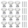 FOCCTS 12 PCS 30mm Crystal Door Knobs Glass Drawer Knobs