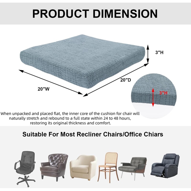 Recliner Seat Cushion for Elderly Square Foam Chair Cushion for