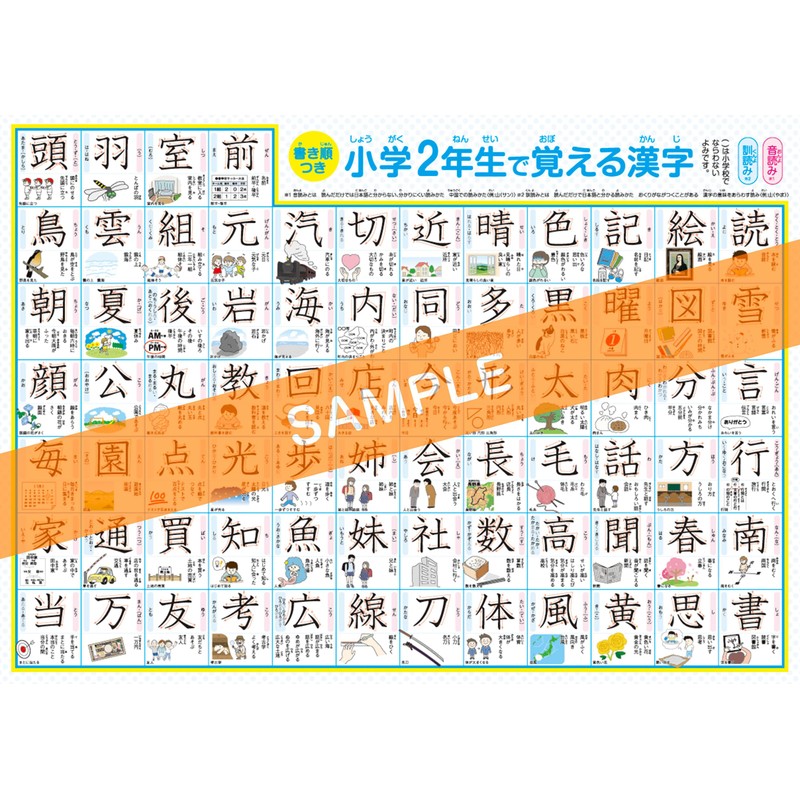 Kokoku Gakushukan Kanji Table Learning in Elementary School 2nd Grade