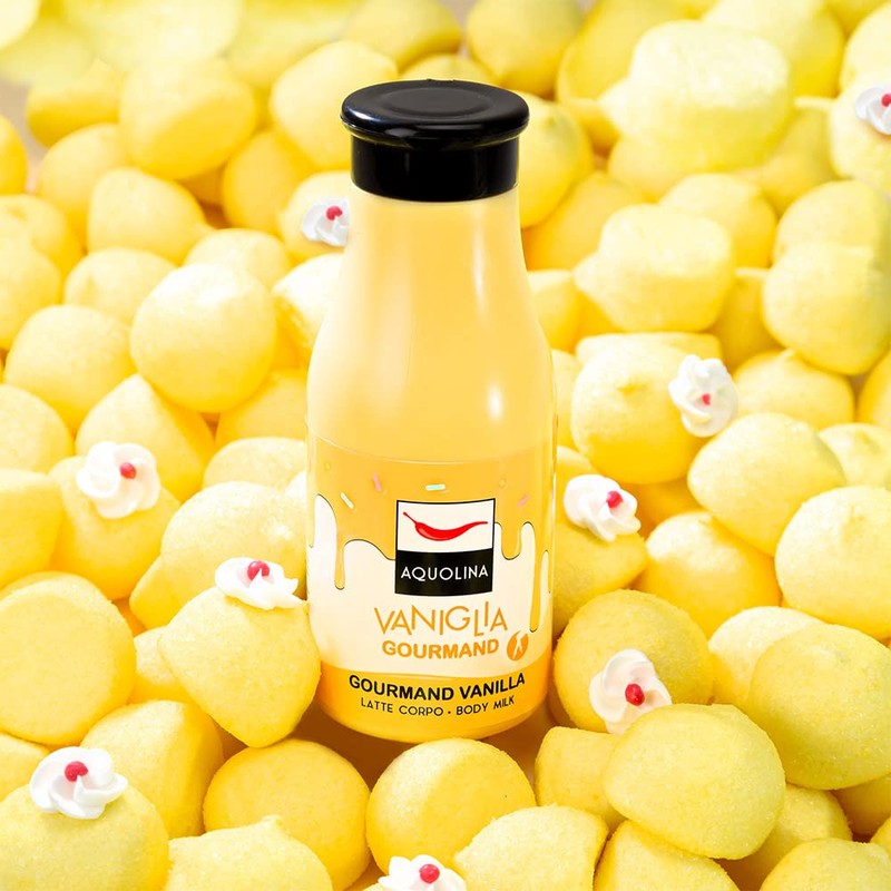 Aquolina Körpermilch Vanille Gourmand. Süß, zart und umhüllend, für eine
