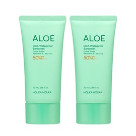 Holika Holika [리뉴얼] 홀리카홀리카 알로에 시카 워터프루프 선크림 70ml, 2개 [Renewal] Holika Holika Aloe Cica Waterproof Sunscreen 70ml, 2 pieces