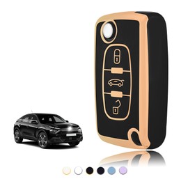 TOOMUME Key Cover TPU Car Key Case Fits Peugeot 206 207 307 308 407 2008 3008 4007 5008 Citroen C1 C2 C3 C4 Picasso Berlingo, Key Cover Protection Key Case - Flip Key