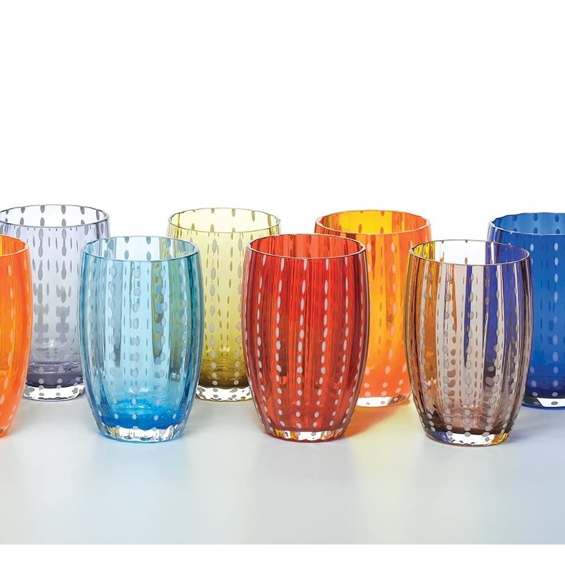 Zafferano Perle Glass Tumbler Lavender 11oz (Set of 2)