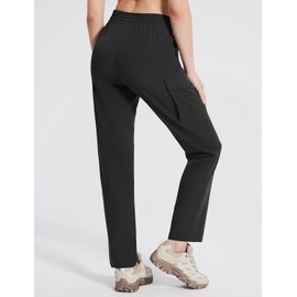 BALEAF Women's Hiking Pants Cargo Quick Dry Pants Water Resistant Loose Lightweight Travel Fishing Outdoor UPF50+ Black Small