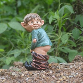 Rolin Roly Bare Buttocks Garden Gnome Statue Naughty Gnomes Ornaments Funny Waterproof Resin Dwarf Craft for Indoor or Outdoor Lawn Decorations (1PCS)