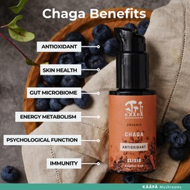 KAAPA MUSHROOMS Organic Chaga Mushroom Elixir | Unique & Potent Triple Extraction Method | Grown in Finland | Mushroom Supplement Rich in Antioxidants | 50ml