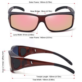 MEETSUN Fit Over Glasses Sunglasses for Men Women,Wrap Around Sunglasses Polarized UV400 Protection Brown Frame-Champagne Gold Mirror Lens