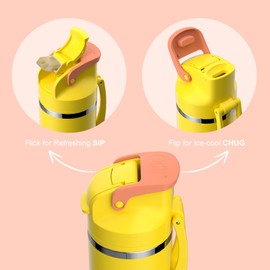 OISIZ Insulated Water Bottle 24 oz with 2-in-1 Straw and Swig Lid, Leakproof and BPA Free, Keep Cold 24H, Vacuum Stainless Steel Kids Water Bottle for School, Travel and Sports, All Dishwasher Safe