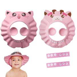 JUGUTA Pack of 2 Children's Shower Caps, Shampoo Cap, Baby Adjustable Hair Washing Shield, Used to Protect Eyes and Ears, Hair Washing Child Protection