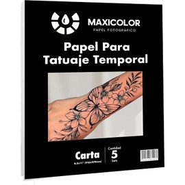 Papel de Tatuaje Temporal para Impresión Inkjet, Tamaño Carta – Paquete de 5 Kits