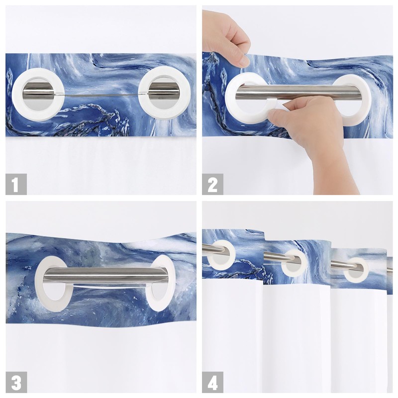MitoVilla No Hooks Needed Extra Long Shower Curtain Set with