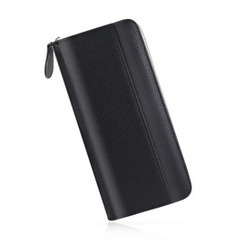 MultiValue Women Wallet, PU Leather Clutch Purses for Woman Multi-Function Large Capacity Credit Card Holder with Zipper Travel Long Wallet for Men (Black)