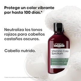 L'Óreal Professionnel Vitamino Color Spectrum | Shampoo matizador verde | Neutraliza los reflejos cálidos no deseados en cabello castaño oscuro y negr
