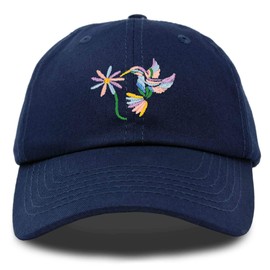 DALIX Pastel Hummingbird Hat Womens Embroidered Baseball Cap Navy Blue