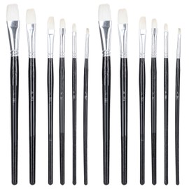 2 Set Flat Head Paint Brush Art Oil Paint Water Color Drawing Pen Painting Supplies 391