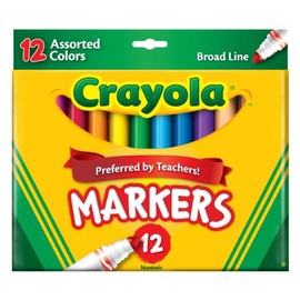 Binney Smith Crayola(R) Non-Washable Markers, Broad Line, Assorted Classic Colors, Box Of 12